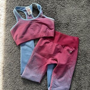 GmyShark Pink and Blue Sports Bra and Leggings Set